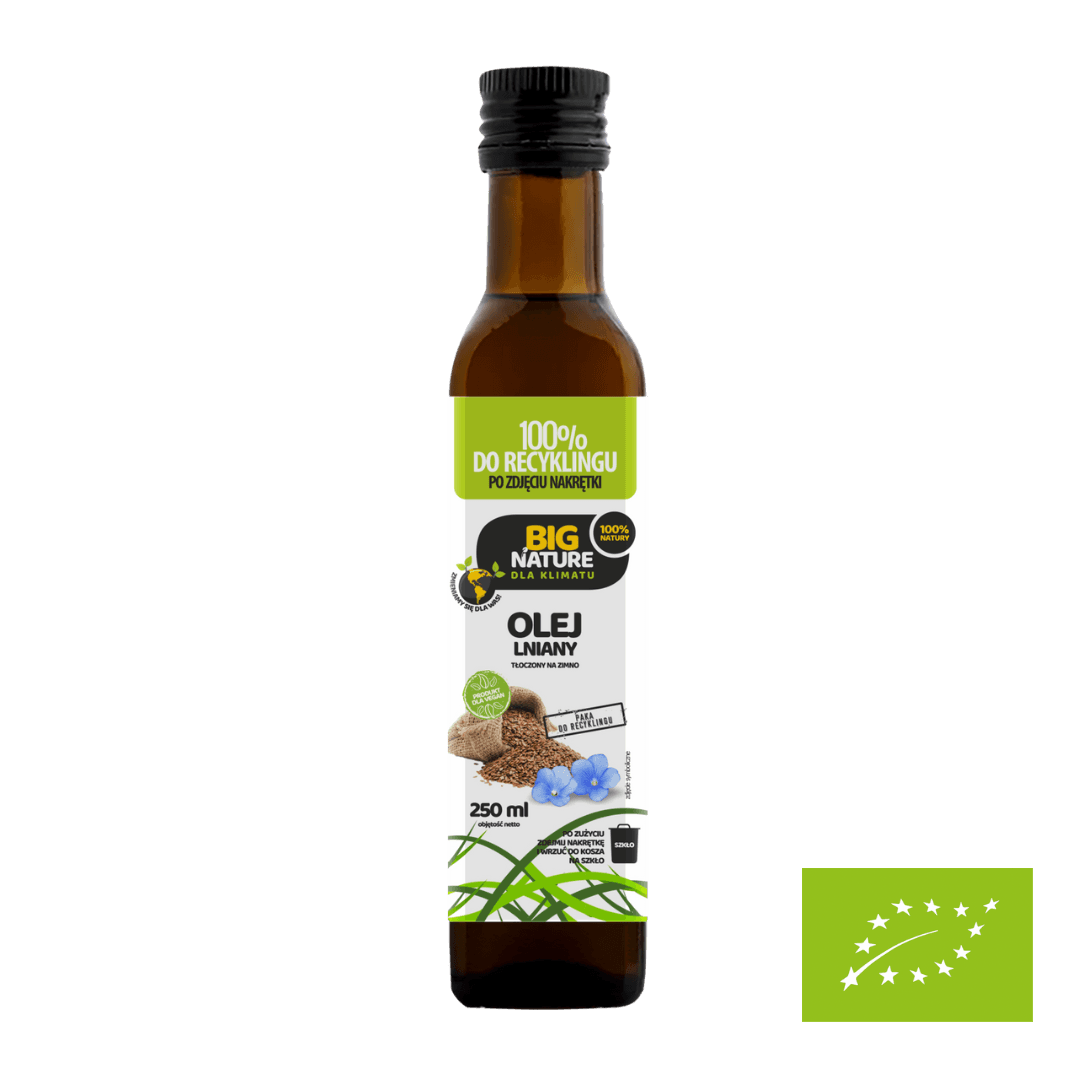 Olej lniany tłoczony na zimno BIO 250 ml